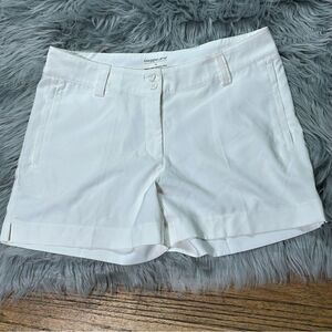 White Cotton Bermuda Shorts Tailored Fit